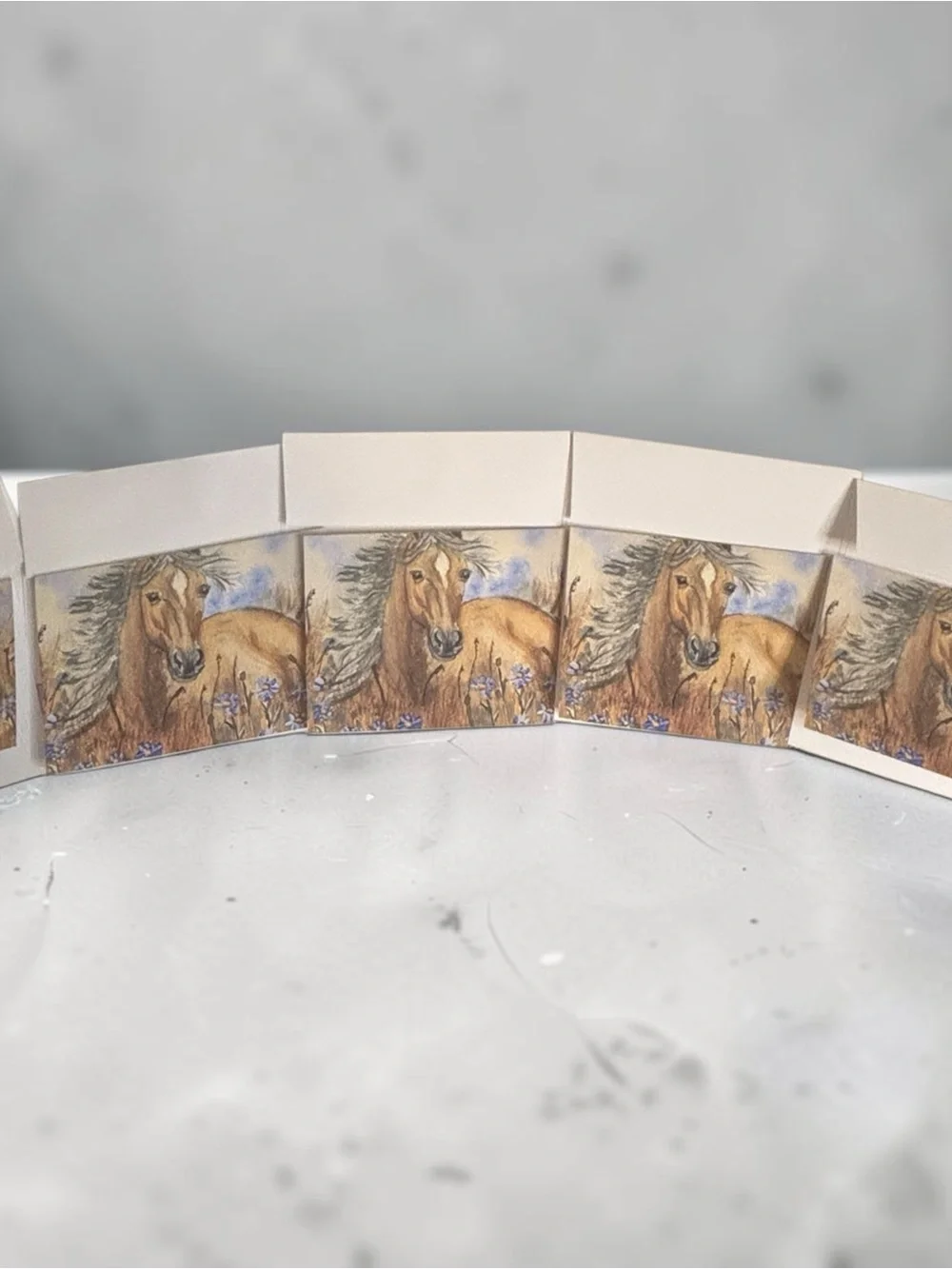 Golden Horse Wildflower Greeting Cards Set of 5 | Western Horse Art